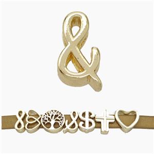 Copper Watchband Beads Ampersand Symbols Flat Hole Gold Plated, approx 10-16mm, 3-11mm hole