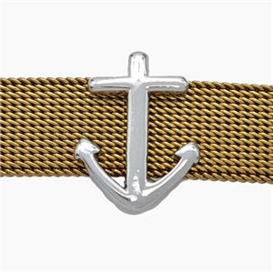 Copper Watchband Beads Anchor Flat Hole Platinum Plated, approx 12-16mm, 2-10mm hole