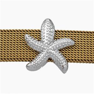 Copper Watchband Beads Starfish Flat Hole Platinum Plated, approx 15-16mm, 2-10mm hole