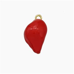 Copper Clam Pendant Red Enamel Gold Plated, approx 9-14mm