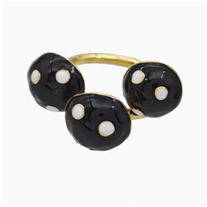 Copper Mushroom Rings Black Enamel Gold Plated, approx 11mm, 18mm dia