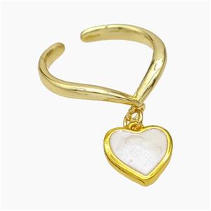 Copper Heart Rings White Painted Gold Plated, approx 12mm, 18mm dia