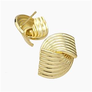 Copper Stud Earrings Gold Plated, approx 17-25mm