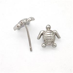 Copper Tortoise Stud Earrings Platinum Plated, approx 10mm