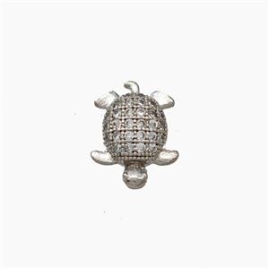 Copper Tortoise Cabachon Pave Zirconia Nohole Platinum Plated, approx 8-12mm