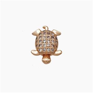 Copper Tortoise Cabachon Pave Zirconia Nohole Rose Gold, approx 8-12mm