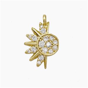 Copper Sun Pendant Pave Zirconia Gold Plated, approx 11-14mm