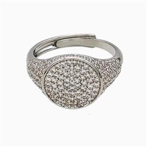 Copper Sun Rings Pave Zirconia Adjustable Platinum Plated, approx 13mm, 18mm dia