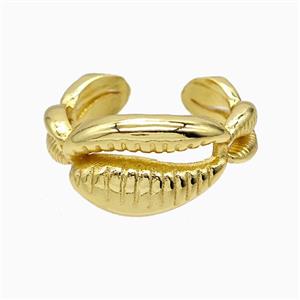 Copper Conchshell Rings Gold Plated, approx 11mm, 18mm dia