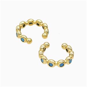 Copper Clip Earrings Pave Zirconia Gold Plated, approx 13mm dia