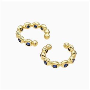 Copper Clip Earrings Pave Zirconia Gold Plated, approx 13mm dia