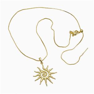 Copper Sun Necklace Gold Plated, approx 25mm, 1mm, 46cm length
