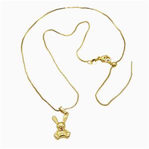 Copper Rabbit Necklace Pave Zirconia Gold Plated, approx 11-17mm, 1mm, 46cm length