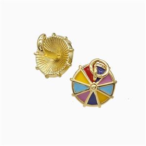 Copper Umbrella Pendant Multicolor Enamel Gold Plated, approx 11.5mm