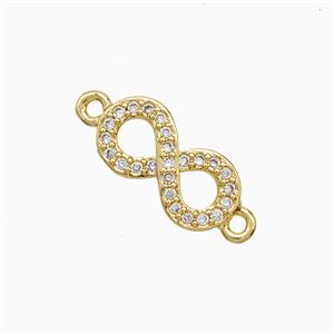 Copper Infinity Connector Pave Zirconia 18K Gold Plated, approx 7-15mm