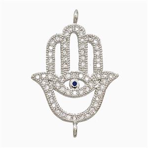 Copper Hamsahand Connector Pave Zirconia Platinum Plated, approx 18-20mm