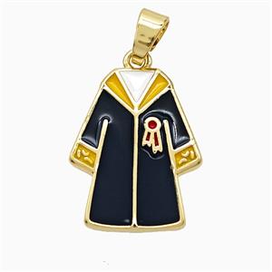 Copper Graduation Clothing Pendant Enamel Gold Plated, approx 17-22mm