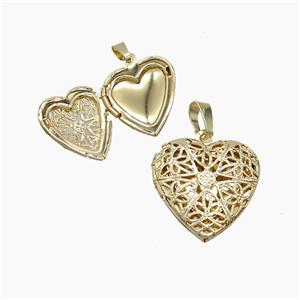Copper Heart Locket Pendant Gold Plated, approx 19mm