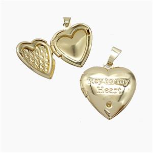 Copper Heart Locket Pendant Gold Plated, approx 19mm