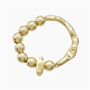 Copper Ring With Letter-I Gold Plated, approx 6-7mm, 18mm dia