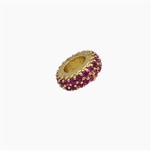 Copper Rondelle Beads Pave Zirconia Gold Plated, approx 8mm