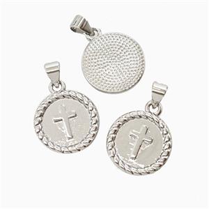 Copper Cross Pendant Platinum Plated, approx 15mm