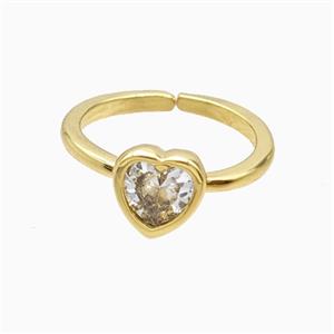 Copper Heart Rings Pave Zirconia 18K Gold Plated, approx 8mm, 18mm dia