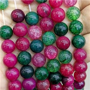 Natural Veins Agate Beads Red Green Dye Smooth Round, approx 10mm