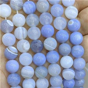 Natural Stripe Agate Beads Blue Dye Smooth Round, approx 10mm