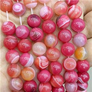 Natural Stripe Agate Beads Red Dye Smooth Round, approx 8mm