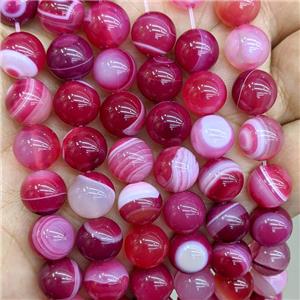 Natural Stripe Agate Beads Red Dye Smooth Round, approx 8mm