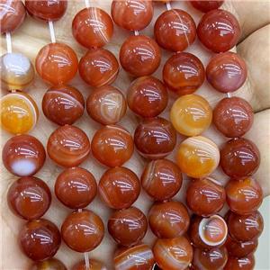 Natural Stripe Agate Beads Red Dye Smooth Round, approx 8mm