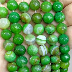 Natural Stripe Agate Beads Mintgreen Dye Smooth Round, approx 10mm