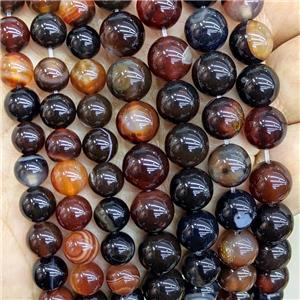 Natural Stripe Agate Beads Blackred Dye Smooth Round, approx 10mm