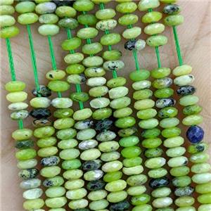 Chinese Chrysoprase Beads Olive Faceted Rondelle, approx 2x4mm