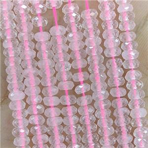 Natural Pink Rose Quartz Beads Faceted Rondelle, approx 2x4mm