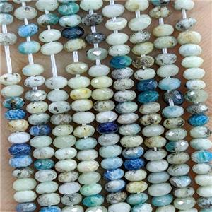 Natural K2 Jasper Beads Faceted Rondelle Blue, approx 2x4mm