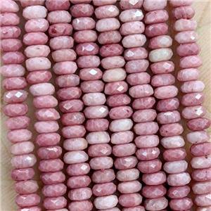 Natural Pink Wood Lace Jasper Beads Faceted Rondelle, approx 2x4mm