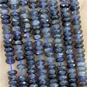 Natural Iolite Beads Inkblue Faceted Rondelle, approx 2x4mm