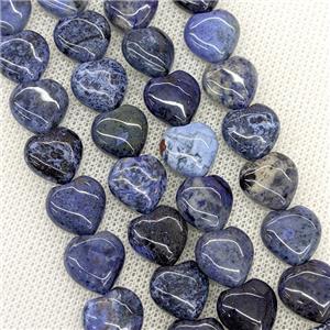 Natural Blue Dumortierite Heart Beads, approx 12mm