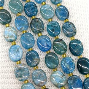 Natural Blue Apatite Oval Beads, approx 10-12mm