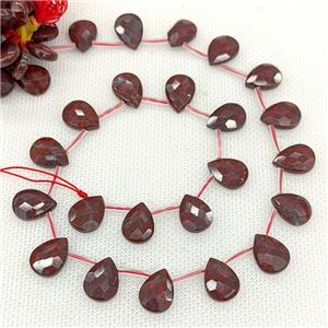 Natural Poppy Jasper Beads Faceted Teardrop Topdrilled, approx 10-14mm