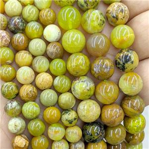 Natural Olive Opal Beads Smooth Round, approx 8mm