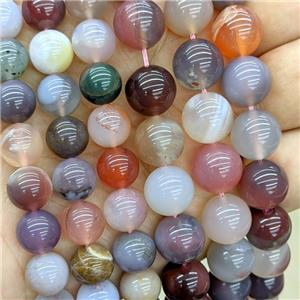 Natural Chinese Yanyuan Agate Beads Multicolor Smooth Round, approx 12mm dia