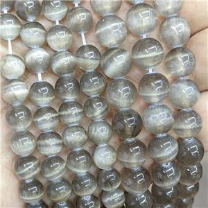 Natural Selenite Beads Coffee Dye Smooth Round, approx 8mm