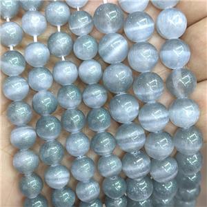 Natural Selenite Beads Gray Dye Smooth Round, approx 6mm