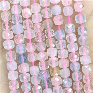 Natural Morganite Beads Multicolor Faceted Cube A-Grade, approx 3.7-4.4mm