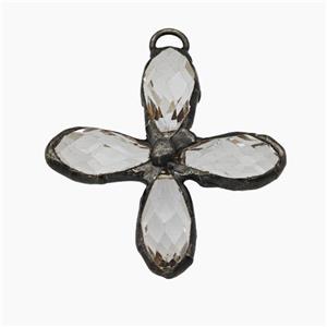 Crystal Glass Cross Pendant, approx 45-50mm