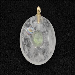 Natural Clear Quartz Oval Pendant, approx 13-18mm