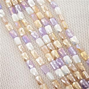 Crystal Glass Beads Faceted Rectangle Mixed Color, approx 4-7mm